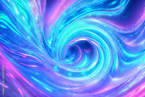 Abstract background fluid waving, holographic color, glossy and glowing, Iridescent Texture. - Generative AI