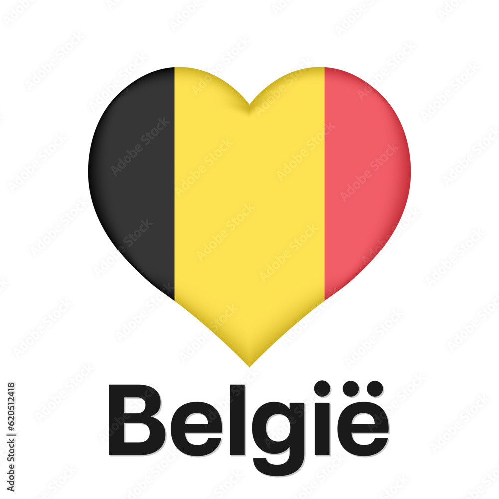 Love Belgium. Text with flag a heart sign Love Belgium. Text with flag a heart sign