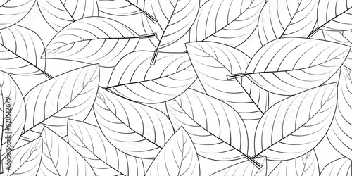 hand drawn leaves seamless pattern