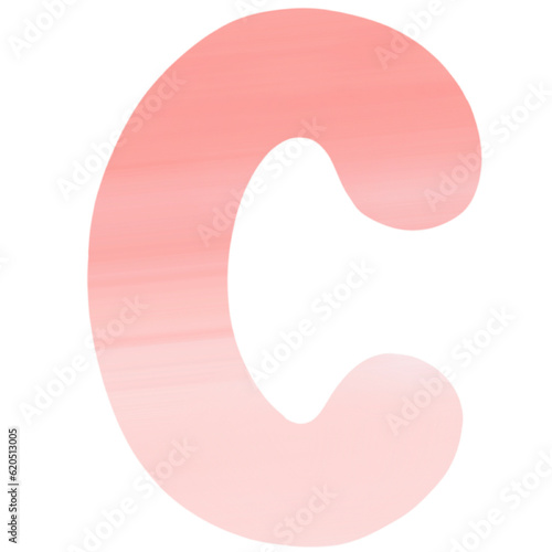 Red and pink gradient letter, Watercolor pattern, Hand drawn