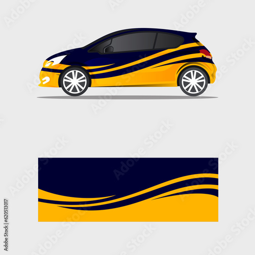 wrappign car decal blue luxury flame creative concept