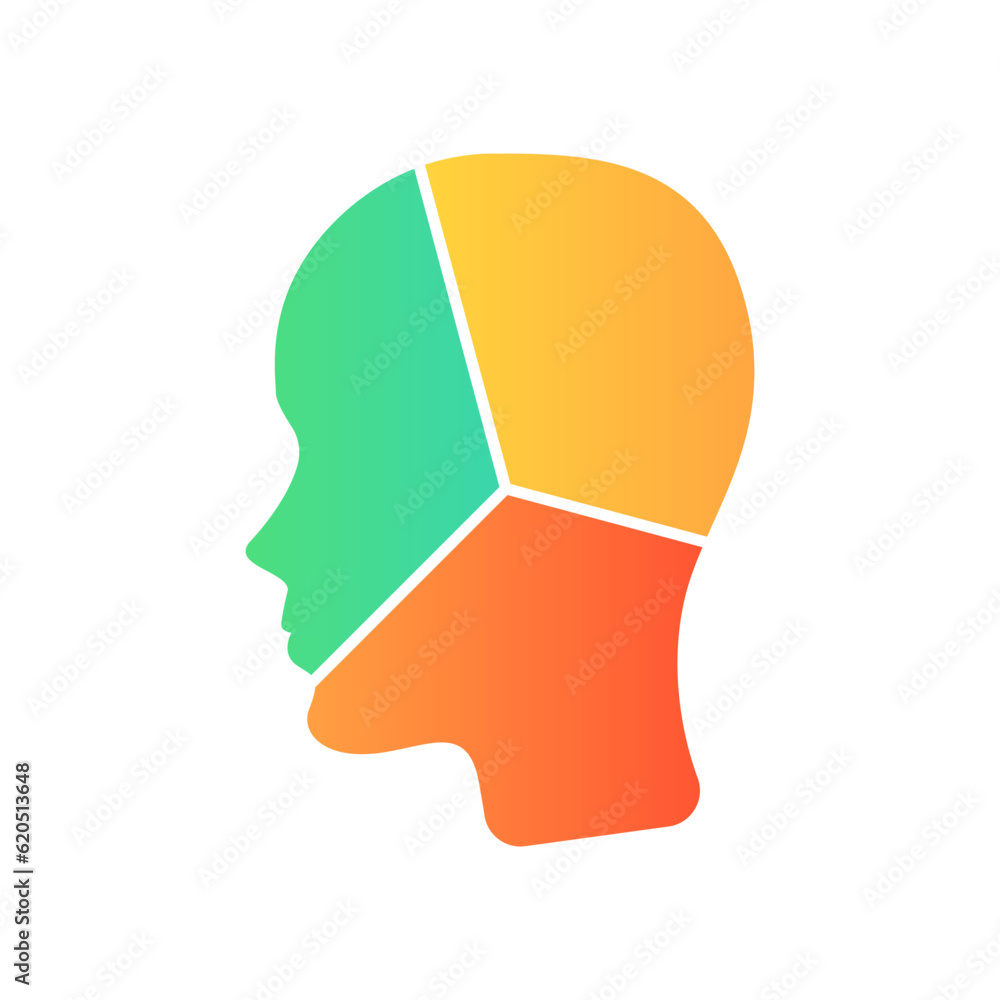 Human head with colorful sectors vector design element. Abstract ...