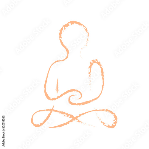 Abstract human sitting in lotus position brochure element design. Vector illustration with empty copy space for text. Editable shapes for poster decoration. Creative and customizable frame