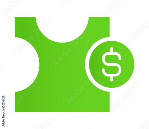 Puzzle piece with dollar coin vector design element. Abstract customizable symbol for infographic with blank copy space. Editable shape for instructional graphics. Visual data presentation component