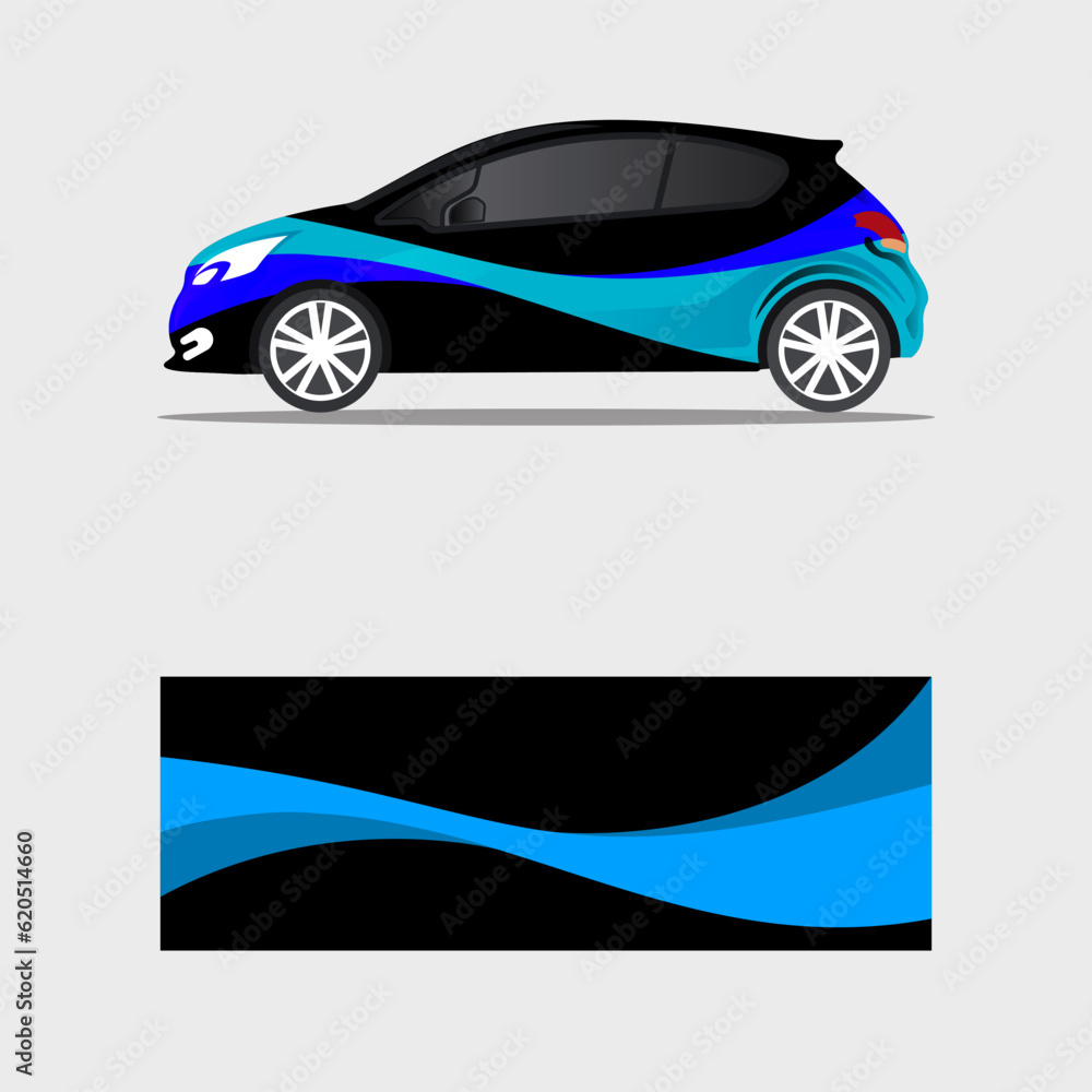 wrapping car decal blue wave design vector wrapping car decal blue wave design vector