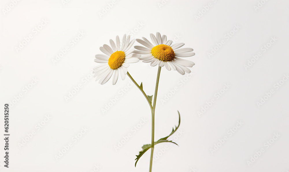  two white and yellow flowers in a vase on a table.  generative ai