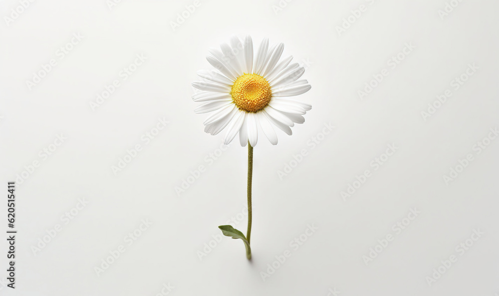 a single white flower with a yellow center on a white background. generative ai a single white flower with a yellow center on a white background. generative ai