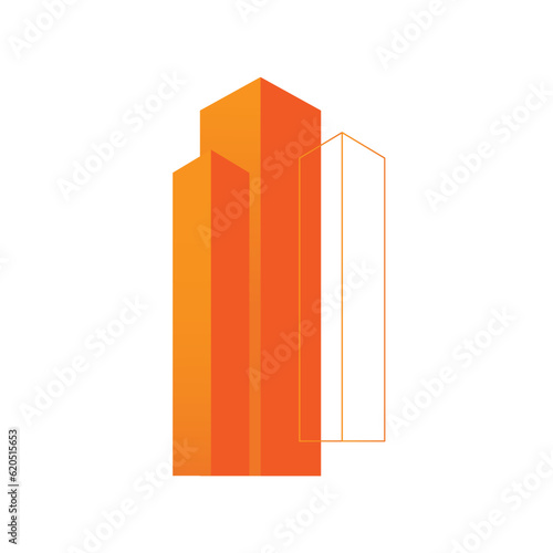 Skyscraper architecture brochure element design. Residential construction. Vector illustration with empty copy space for text. Editable shapes for poster decoration. Creative and customizable frame