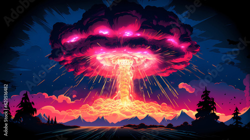 finger cartoon exploding mushroom cloud illustration
 photo