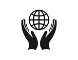 hands hold the globe icon. Planet in the hand vector icon, Globe with two hands icon