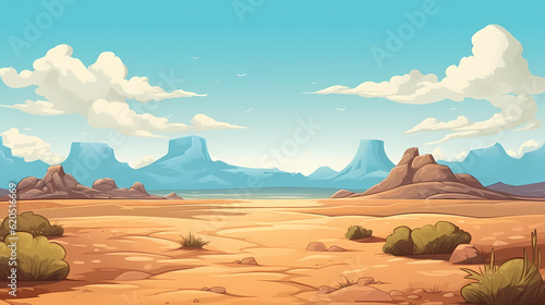 Hand-drawn cartoon beautiful desert wild west illustration 