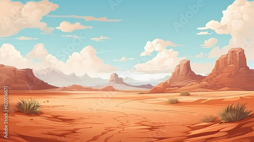 Hand-drawn cartoon beautiful desert wild west illustration 