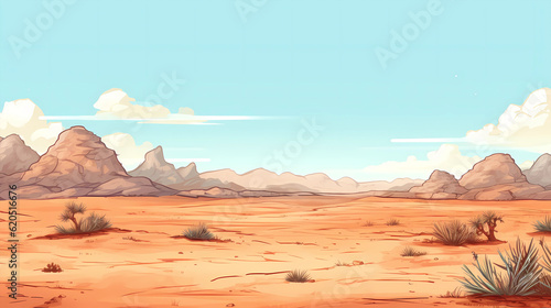 Hand-drawn cartoon beautiful desert wild west illustration  © 俊后生