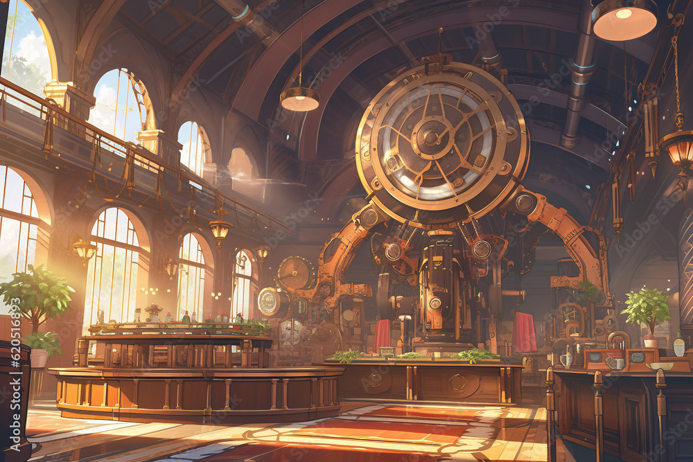 Obraz premium 繊細で芸術的なスチームパンク系背景のイラスト(AI generated image)