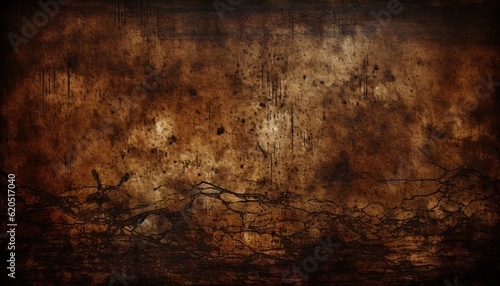 Dark brown grunge texture background, Generative AI