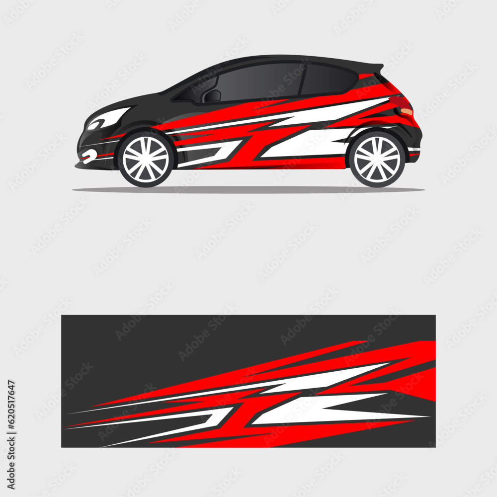 wrapping car decal modern trendy red design vector
