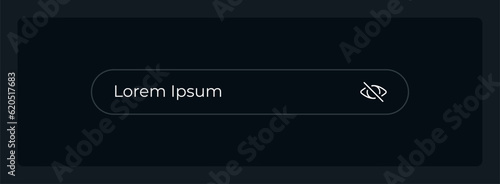 Password text field UI element template. Editable isolated vector dashboard component. Flat user interface. Visual data presentation. Web design widget for mobile application with dark theme