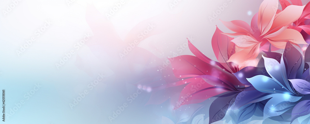 Abstract flower banner design with copy space, symbolic spring and summer backdrop Abstract flower banner design with copy space, symbolic spring and summer backdrop