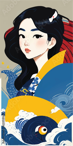 beautiful woman vietnamese girl vector