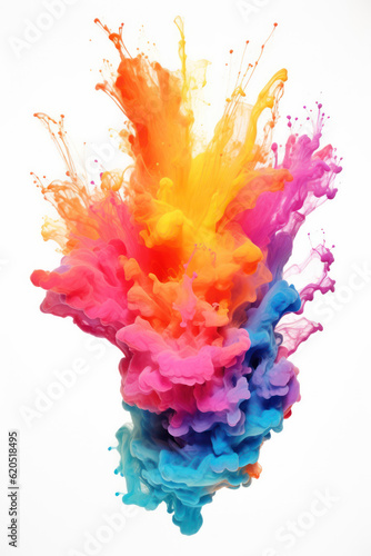 Multicolored rainbow neon ink on white background 