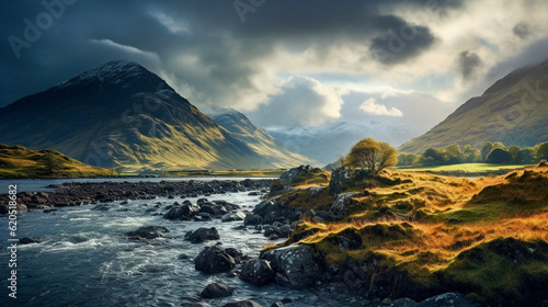Majestic Scottish Highlands, breathtaking landscape, Generative AI
