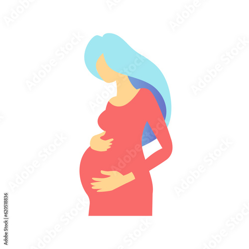 Pregnant woman with large tummy brochure element design. Future mother. Vector illustration with empty copy space for text. Editable shapes for poster decoration. Creative and customizable frame
