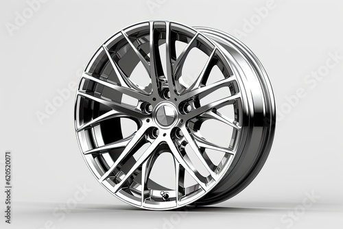 A sporty car wheel rim with a pure white background photo