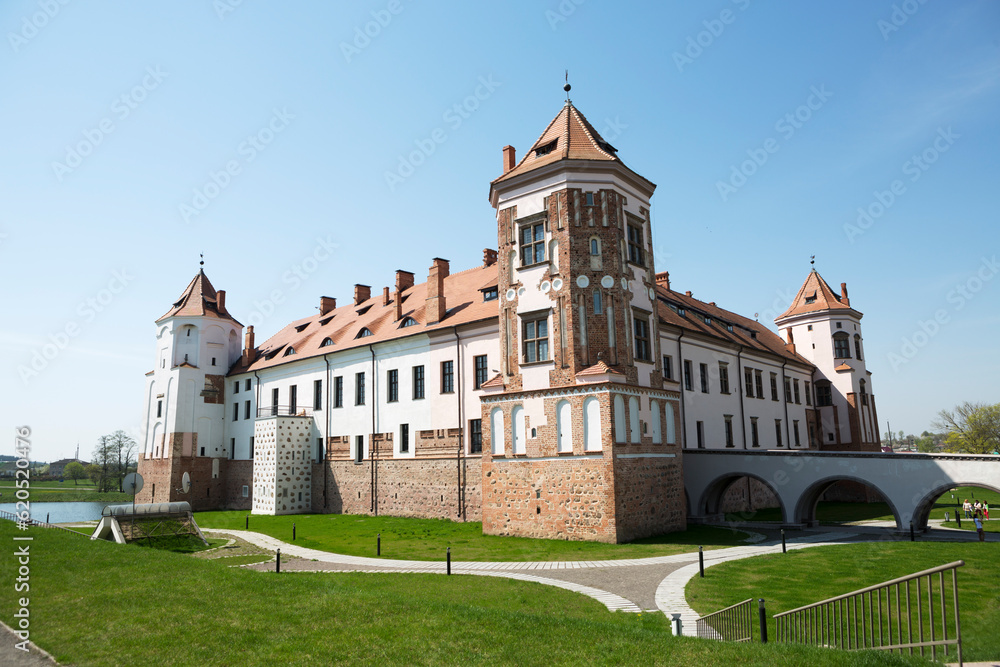 Belarus castle Mir on a sunny autumn day