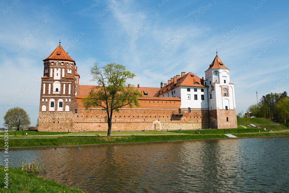 Belarus castle Mir on a sunny autumn day