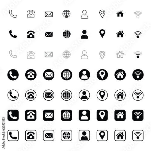 icons set, Contact icons set, Icons pack for design, contact information icon, icons collection