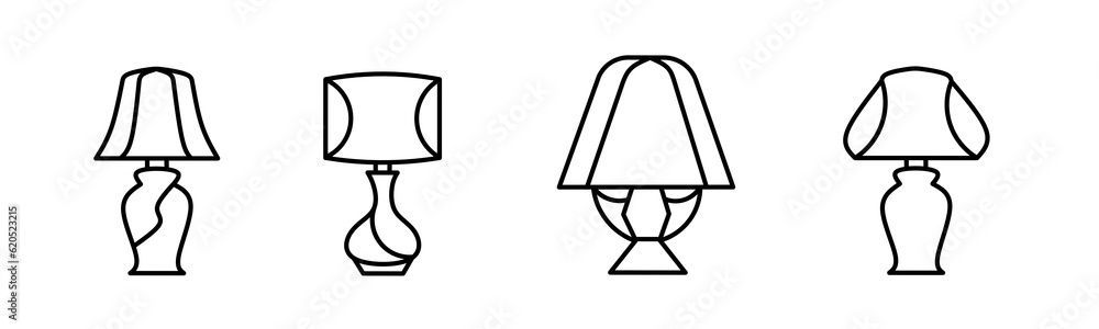 Room lamp icon. Room lamp thin line icon collection. Stock vector. Room lamp icon. Room lamp thin line icon collection. Stock vector.