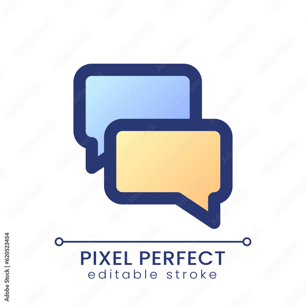 Messenger pixel perfect gradient fill ui icon. Share information. Send file. Chat bubbles. Social media. Modern colorful line symbol. GUI, UX design for app, web. Vector isolated editable RGB element Messenger pixel perfect gradient fill ui icon. Share information. Send file. Chat bubbles. Social media. Modern colorful line symbol. GUI, UX design for app, web. Vector isolated editable RGB element
