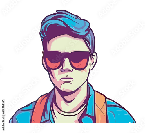 A stylish man in sunglasses  a vector of fashion