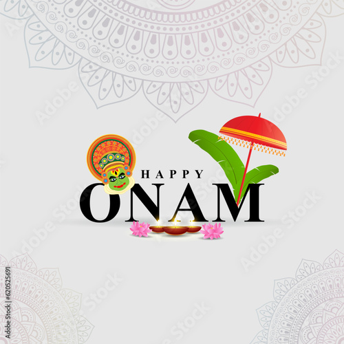 Vector illustration of Happy Onam social media story feed mockup template photo