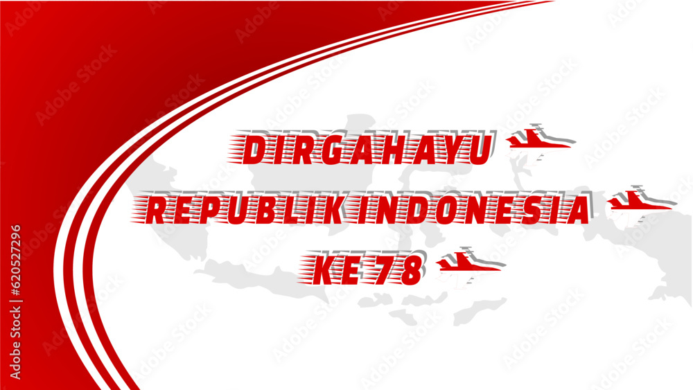 Independence day of Indonesia 78th red white with fighter jets background vector illustration Independence day of Indonesia 78th red white with fighter jets background vector illustration