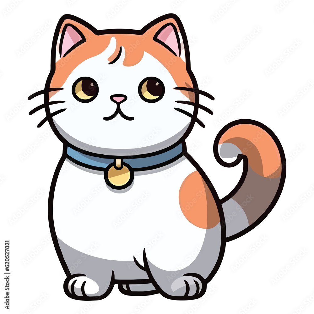 Fluffy Companion: Irresistible 2D Munchkin Cat Illustration Fluffy Companion: Irresistible 2D Munchkin Cat Illustration