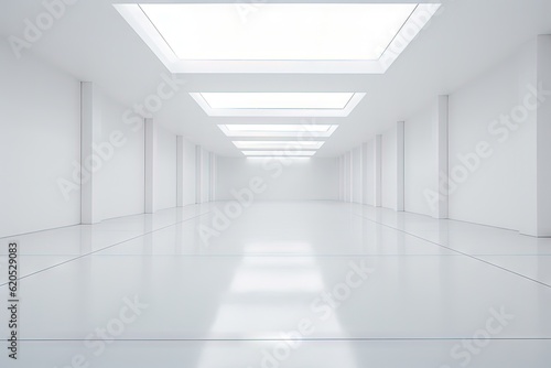  A vacant white space with rectangular apertures. Generative AI