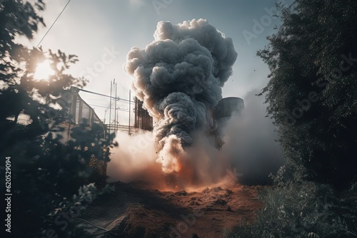 An artistic representation of an explosion with smoke Generative AI