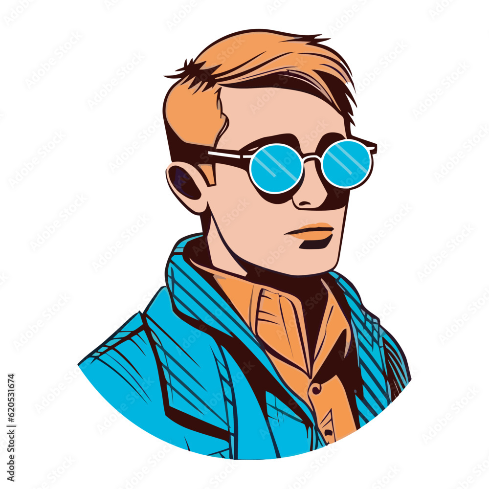 A stylish man in sunglasses, vector illustration A stylish man in sunglasses, vector illustration