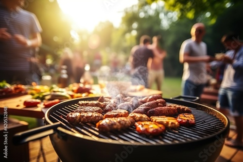  Friends cooking and socializing around the grill - Generative ai