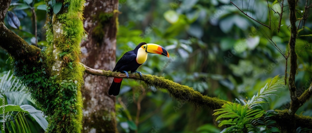 Toucan Overlooks the Colorful Amazon Jungle