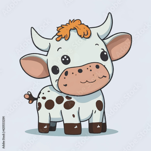 cartoon cute baby cow, vector, illustration, white background