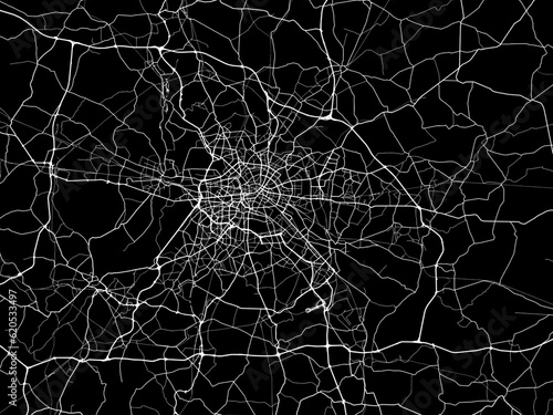 Vector road map of the city of  Berlin metropole in Germany on a black background.