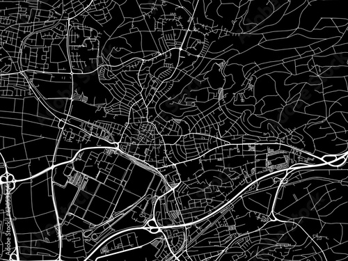 Vector road map of the city of  Sindelfingen in Germany on a black background.