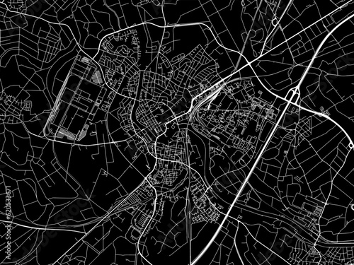 Vector road map of the city of Rastatt in Germany on a black background.