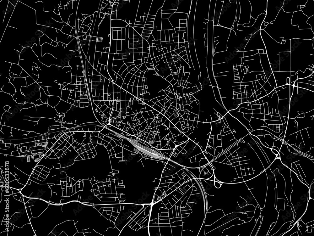 Vector road map of the city of Rosenheim in Germany on a black background. Vector road map of the city of Rosenheim in Germany on a black background.