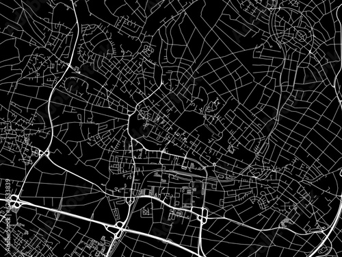 Vector road map of the city of Bad Homburg in Germany on a black background.