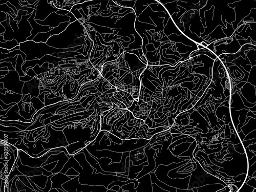 Vector road map of the city of  Ludenscheid in Germany on a black background. photo