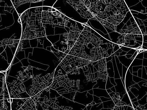 Vector road map of the city of Sankt Augustin in Germany on a black background.