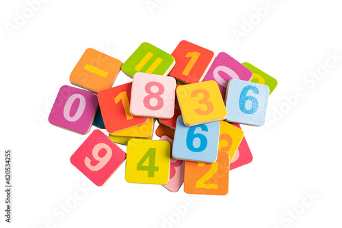 Canvastavla Math number colorful on white background, education study mathematics learning teach concept
